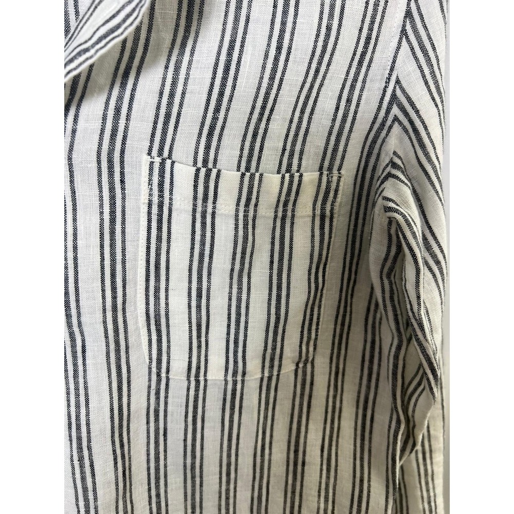 Everlane Linen Button Down Shirt Mens XS White Black Stripe Long Sleeve - Picture 7 of 13